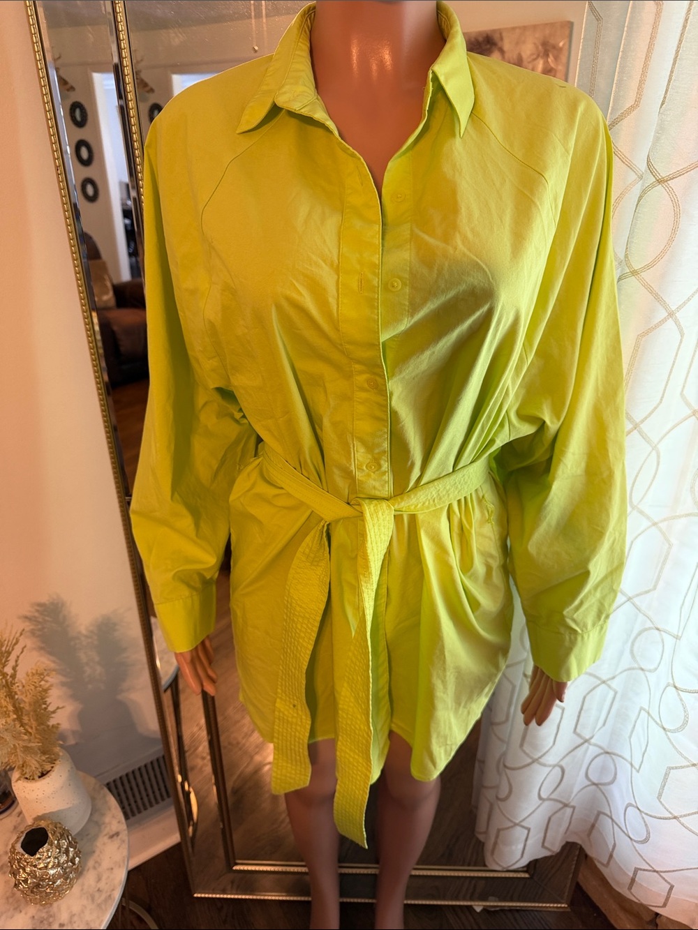 Express Lime Green Portofino Shirt Dress